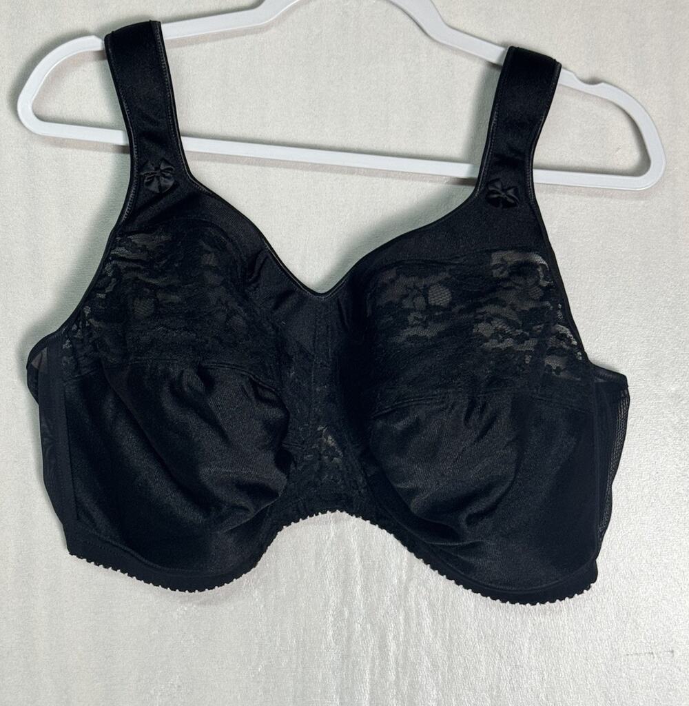 Comfort Choice Bra Black Lace Full Coverage Support Lifting Shaping Size 48DD